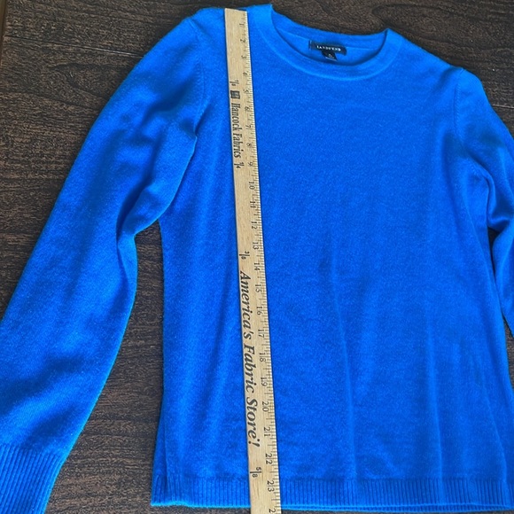 💯% cashmere Lands’ End blue crewneck sweater excellent condition - Picture 4 of 11
